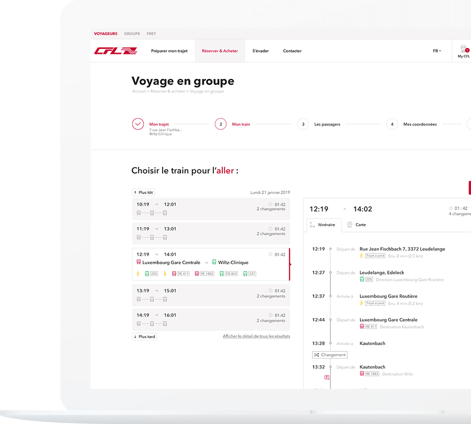 CFL - Réserver un voyage en groupe